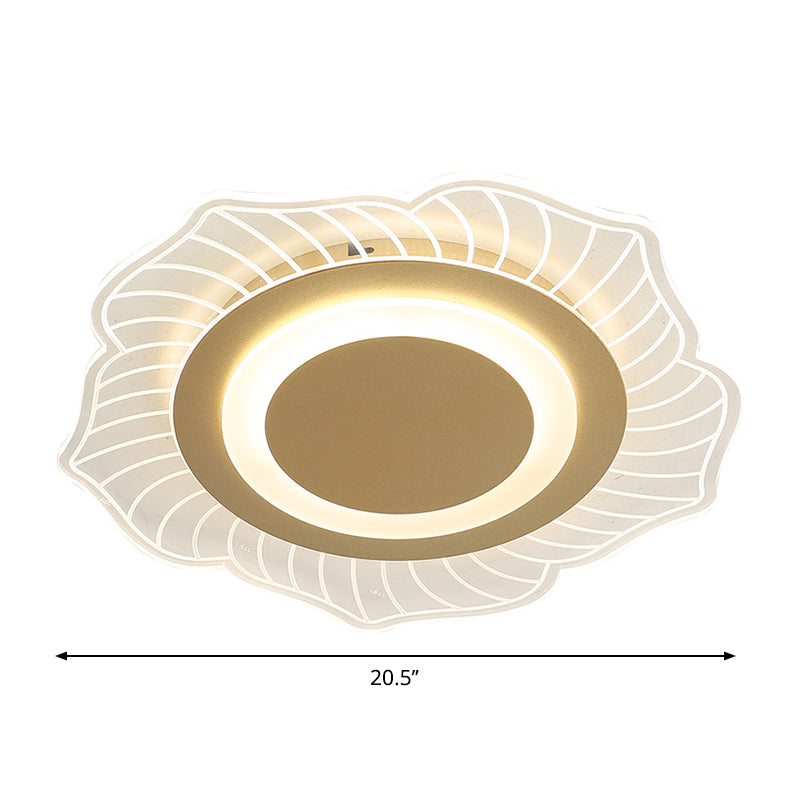 Acrylic Floral Flush Light Fixture Nordic LED Flush Close to Ceiling Lamp in Gold, Warm/White Light Clearhalo 'Ceiling Lights' 'Close To Ceiling Lights' 'Close to ceiling' 'Flush mount' Lighting' 1687690