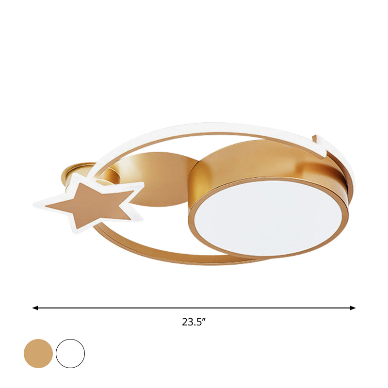 Acrylic Star and Round Flush Mount Minimalist White/Gold LED Ceiling Light Fixture for Bedroom Clearhalo 'Ceiling Lights' 'Close To Ceiling Lights' 'Close to ceiling' 'Flush mount' Lighting' 1687694
