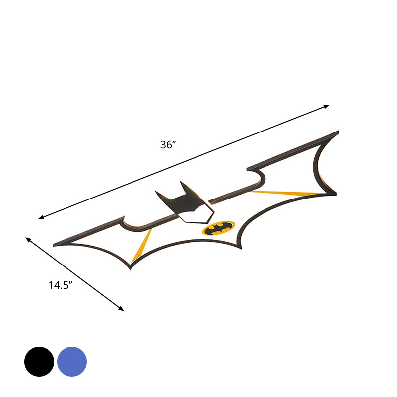 Black/Blue Batman Flush Light Fixture Kids LED Acrylic Flush Mount Lamp for Boys Room Clearhalo 'Ceiling Lights' 'Close To Ceiling Lights' 'Close to ceiling' 'Flush mount' Lighting' 1687842