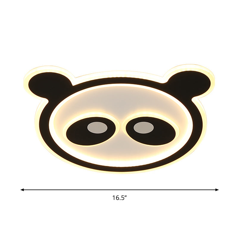 Acrylic Panda Ceiling Lighting Cartoon LED Black Flush Mount Light for Kids Bedroom, Warm/White Light Clearhalo 'Ceiling Lights' 'Close To Ceiling Lights' 'Close to ceiling' 'Flush mount' Lighting' 1687867