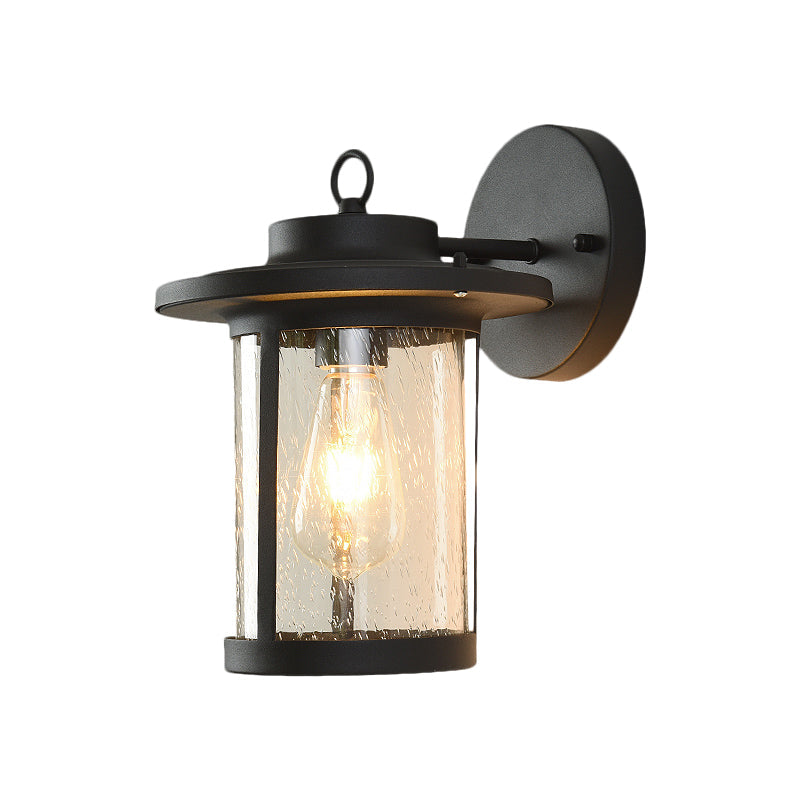 Single Light Cylinder Wall Lighting Warehouse Black/Brass Seedy Glass Wall Mounted Light Clearhalo 'Art deco wall lights' 'Cast Iron' 'Glass' 'Industrial wall lights' 'Industrial' 'Middle century wall lights' 'Modern' 'Rustic wall lights' 'Tiffany' 'Traditional wall lights' 'Wall Lamps & Sconces' 'Wall Lights' Lighting' 1687958