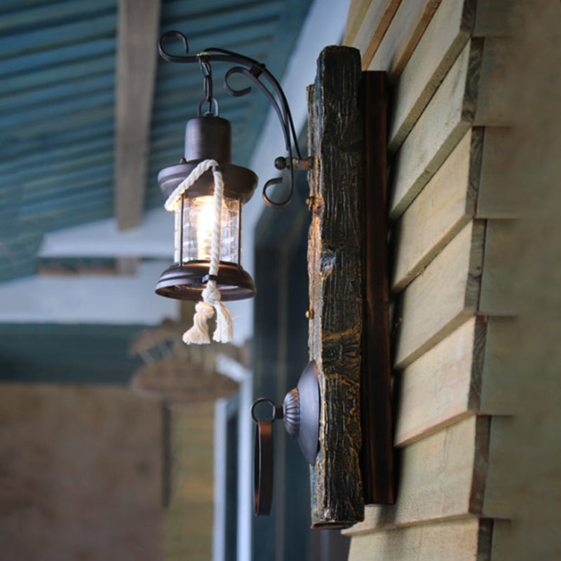 Metallic Lantern Wall Lighting Warehouse 1 Light Doorway Wall Mounted Lamp in Antique Bronze Clearhalo 'Industrial wall lights' 'Industrial' 'Middle century wall lights' 'Rustic wall lights' 'Tiffany' 'Wall Lamps & Sconces' 'Wall Lights' Lighting' 1688087