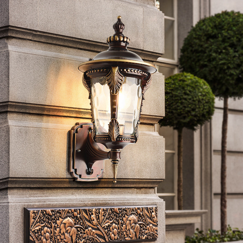 7"/8" W Single Head Urn Wall Mount Light Vintage Style Copper Dimpled Glass Wall Lighting Copper Clearhalo 'Art deco wall lights' 'Cast Iron' 'Glass' 'Industrial wall lights' 'Industrial' 'Middle century wall lights' 'Modern' 'Rustic wall lights' 'Tiffany' 'Traditional wall lights' 'Wall Lamps & Sconces' 'Wall Lights' Lighting' 1688263