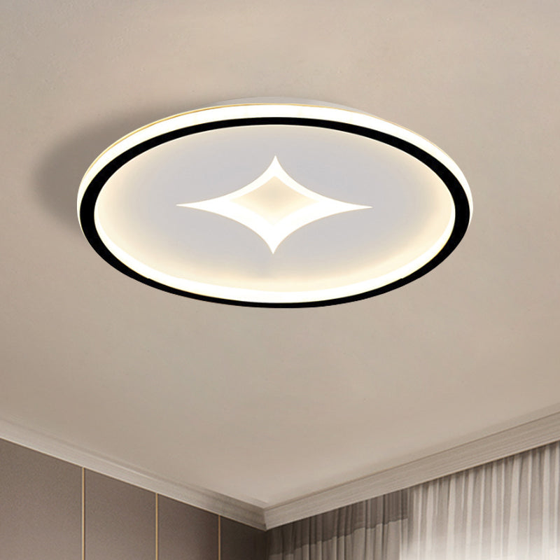 Round Flush Mount Lamp Simple Acrylic Black/Gold LED Flushmount Lighting in Warm/White Light for Bedroom Black Clearhalo 'Ceiling Lights' 'Close To Ceiling Lights' 'Close to ceiling' 'Flush mount' Lighting' 1688283