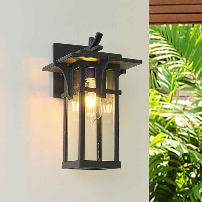 Black/Brass Wall Mount Lighting Industrial Clear/Water Glass 1-Light Outdoor Surface Wall Sconce Clearhalo 'Art deco wall lights' 'Cast Iron' 'Glass' 'Industrial wall lights' 'Industrial' 'Middle century wall lights' 'Modern' 'Rustic wall lights' 'Tiffany' 'Traditional wall lights' 'Wall Lamps & Sconces' 'Wall Lights' Lighting' 1688304