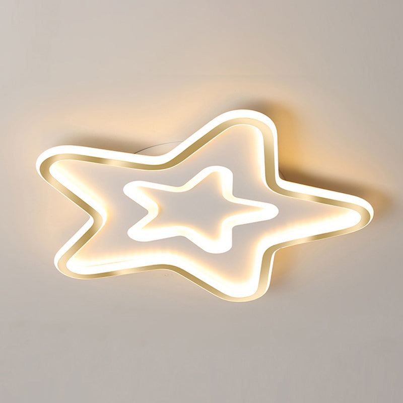 Star Bedroom Flush Ceiling Light Acrylic LED Cartoon Flush Mount Lighting Fixture in White Clearhalo 'Ceiling Lights' 'Close To Ceiling Lights' 'Close to ceiling' 'Flush mount' Lighting' 1688733