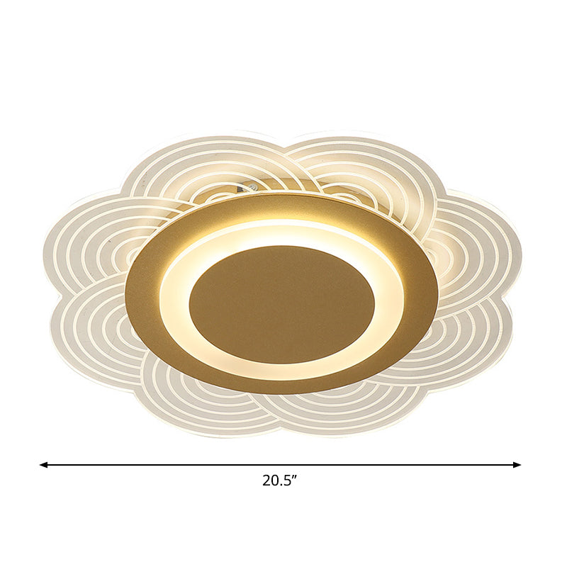 Acrylic Flower Ceiling Fixture Cartoon LED Gold Flush Mount Light in Warm/White Light for bedroom Clearhalo 'Ceiling Lights' 'Close To Ceiling Lights' 'Close to ceiling' 'Flush mount' Lighting' 1688739