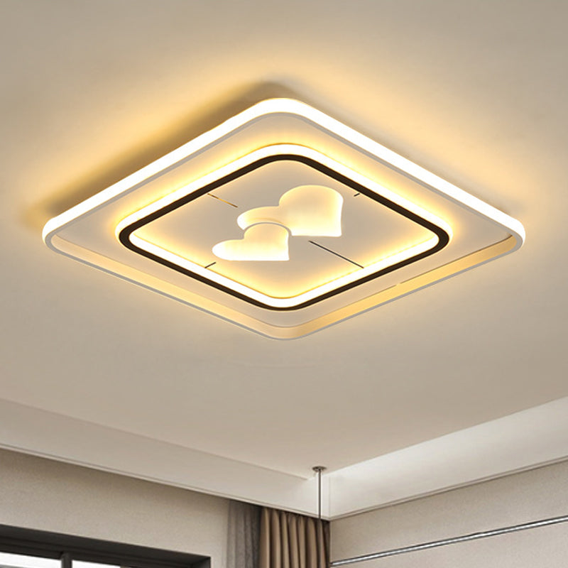 White Round/Square/Rectangle Flush Mount Lamp Modernist LED Acrylic Flush Ceiling Light in Warm/White Light White Square Plate Clearhalo 'Ceiling Lights' 'Close To Ceiling Lights' 'Close to ceiling' 'Flush mount' Lighting' 1688749
