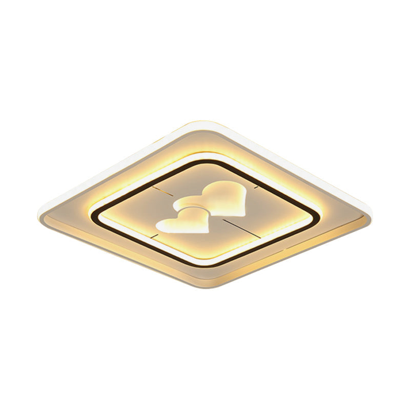 White Round/Square/Rectangle Flush Mount Lamp Modernist LED Acrylic Flush Ceiling Light in Warm/White Light Clearhalo 'Ceiling Lights' 'Close To Ceiling Lights' 'Close to ceiling' 'Flush mount' Lighting' 1688752