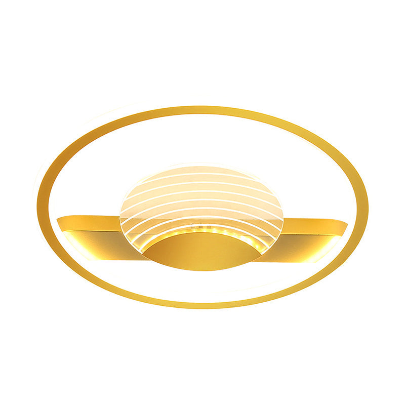 Acrylic Circular Flush Mount Light Nordic Black/Gold LED Close to Ceiling Lamp for Bedroom Clearhalo 'Ceiling Lights' 'Close To Ceiling Lights' 'Close to ceiling' 'Flush mount' Lighting' 1688756