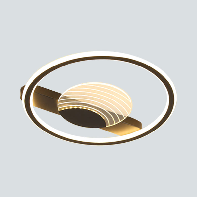 Acrylic Circular Flush Mount Light Nordic Black/Gold LED Close to Ceiling Lamp for Bedroom Clearhalo 'Ceiling Lights' 'Close To Ceiling Lights' 'Close to ceiling' 'Flush mount' Lighting' 1688760