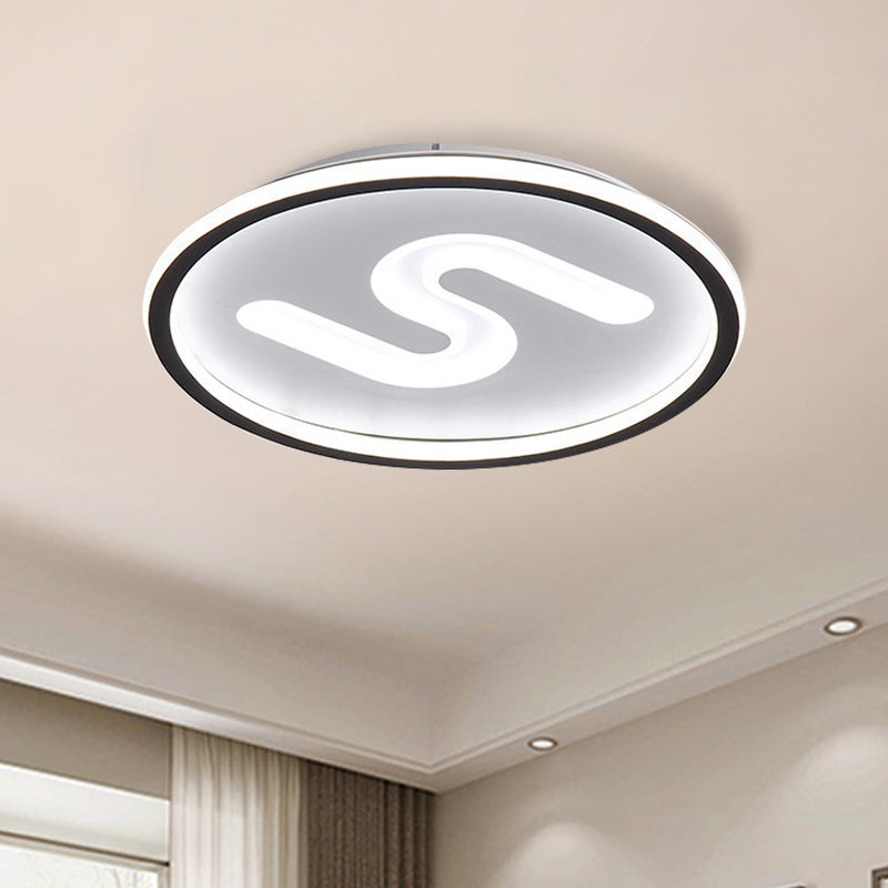 S-Shaped Acrylic Ceiling Lighting Contemporary Black/Gold LED Flush Light Fixture, Warm/White Light Clearhalo 'Ceiling Lights' 'Close To Ceiling Lights' 'Close to ceiling' 'Flush mount' Lighting' 1688771