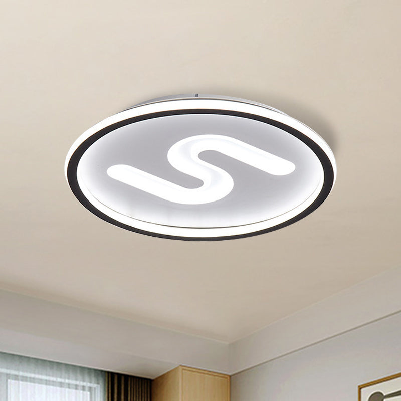S-Shaped Acrylic Ceiling Lighting Contemporary Black/Gold LED Flush Light Fixture, Warm/White Light Clearhalo 'Ceiling Lights' 'Close To Ceiling Lights' 'Close to ceiling' 'Flush mount' Lighting' 1688772