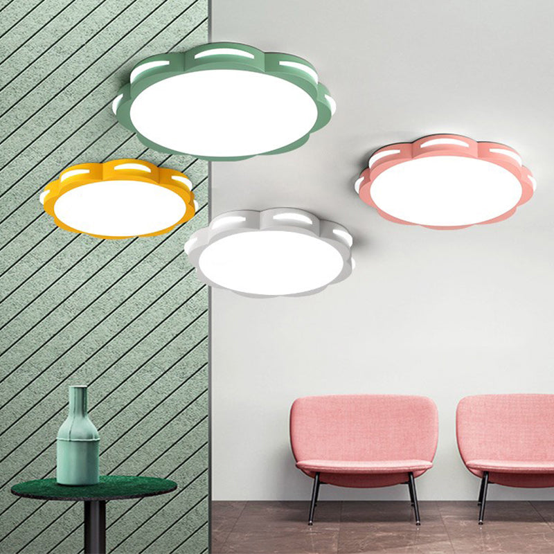 Bedroom Ceiling Lighting LED, Macaron Flush Mount Light with Acrylic Floral Shade for Girls Clearhalo 'Ceiling Lights' 'Close To Ceiling Lights' 'Close to ceiling' 'Flush mount' Lighting' 168886
