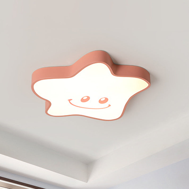 Star Flush Mount Fixture Cartoon Acrylic LED Pink Close to Ceiling Light, Warm/White Light Pink Clearhalo 'Ceiling Lights' 'Close To Ceiling Lights' 'Close to ceiling' 'Flush mount' Lighting' 1688889