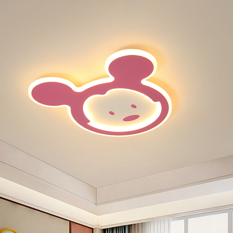 Pink/Blue Mouse Ceiling Flush Mount Kids LED Acrylic Flush Ceiling Light for Kids Bedroom in Warm/White Light Clearhalo 'Ceiling Lights' 'Close To Ceiling Lights' 'Close to ceiling' 'Flush mount' Lighting' 1688894