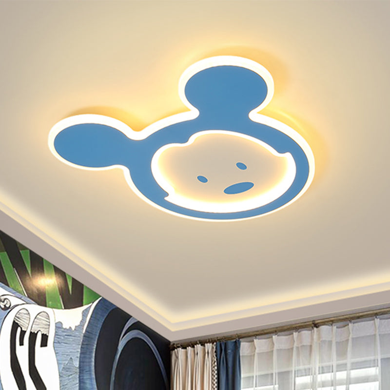 Pink/Blue Mouse Ceiling Flush Mount Kids LED Acrylic Flush Ceiling Light for Kids Bedroom in Warm/White Light Blue Clearhalo 'Ceiling Lights' 'Close To Ceiling Lights' 'Close to ceiling' 'Flush mount' Lighting' 1688897