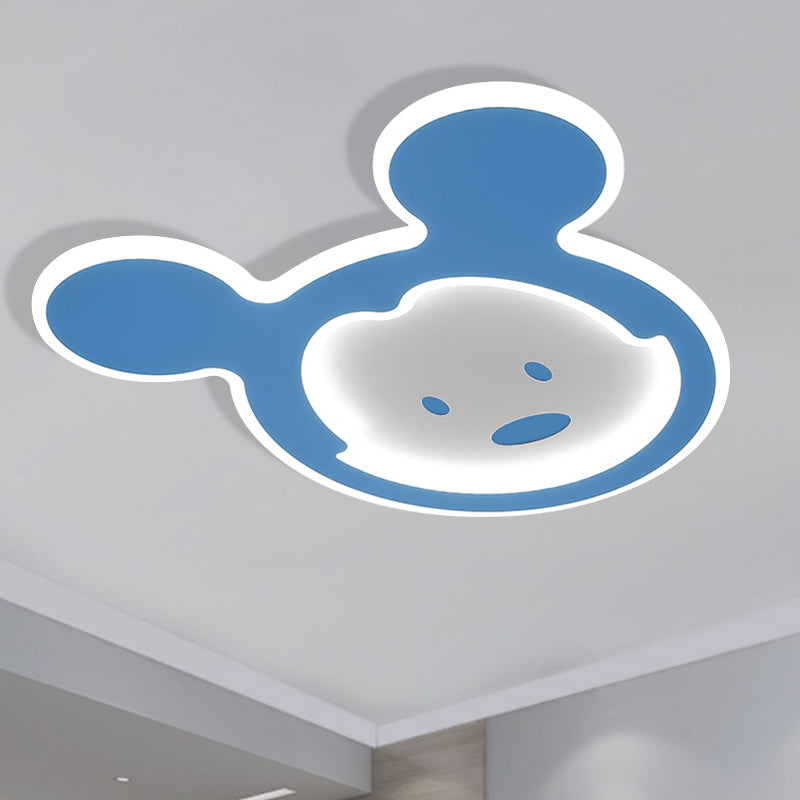 Pink/Blue Mouse Ceiling Flush Mount Kids LED Acrylic Flush Ceiling Light for Kids Bedroom in Warm/White Light Clearhalo 'Ceiling Lights' 'Close To Ceiling Lights' 'Close to ceiling' 'Flush mount' Lighting' 1688898
