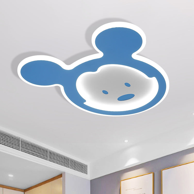 Pink/Blue Mouse Ceiling Flush Mount Kids LED Acrylic Flush Ceiling Light for Kids Bedroom in Warm/White Light Clearhalo 'Ceiling Lights' 'Close To Ceiling Lights' 'Close to ceiling' 'Flush mount' Lighting' 1688899