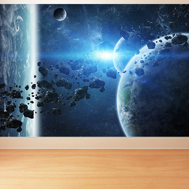 Planet View Mural Decal Modern Decorative Living Room Wall Covering, Personalise Blue Design 1 Clearhalo 'Wall Decor' 'Wall Mural' 1688953