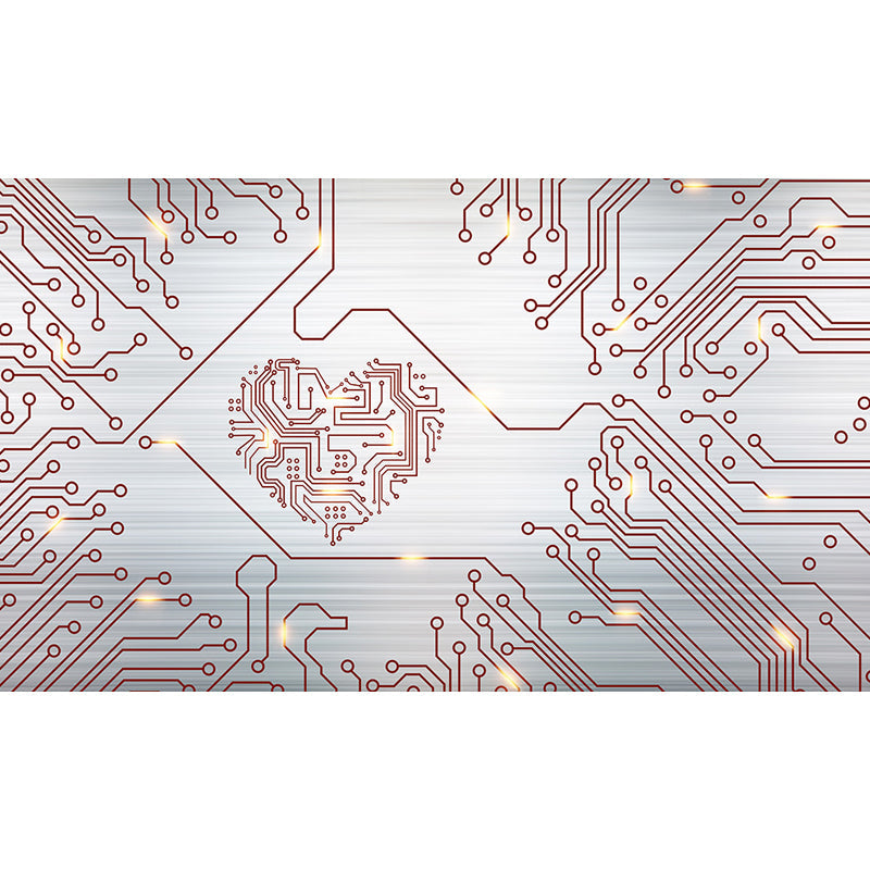 Industrial Circuit Board Mural Non-Woven Texture Waterproof Light Gray Wall Art for Bedroom Clearhalo 'Wall Decor' 'Wall Mural' 1689016