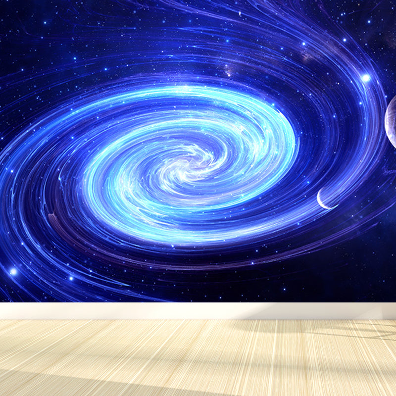 Contemporary Stars Spiral Scenery Mural Wallpaper Blue Astronomy and Space Wall Covering Blue Design 3 Clearhalo 'Wall Decor' 'Wall Mural' 1689274