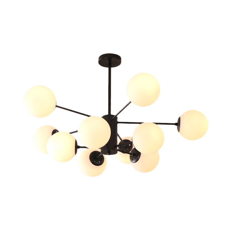 Amber/Blue/Clear Glass Spherical Chandelier Light Post Modern 6/8/10 Lights Black Pendant Lamp for Bedroom Clearhalo 'Ceiling Lights' 'Chandeliers' 'Clear' 'Glass shade' 'Glass' 'Industrial' 'Modern Chandeliers' 'Modern' 'Tiffany' 'Traditional Chandeliers' Lighting' 168947