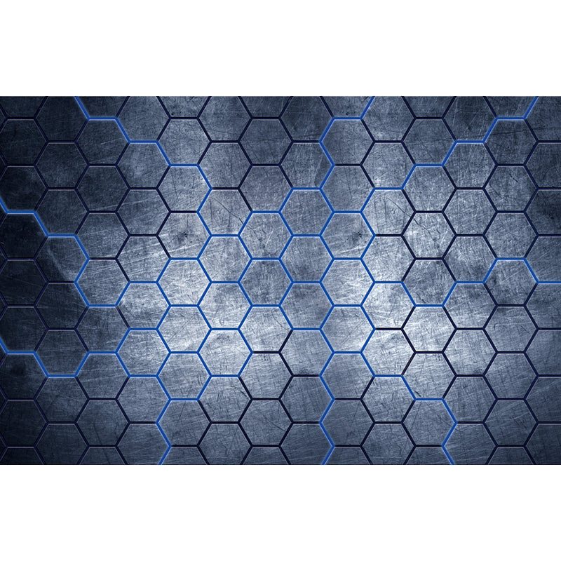 Industrial Hexagon Pattern Wall Mural Dark Gray Decorative Wall Covering for Living Room Clearhalo 'Wall Decor' 'Wall Mural' 1689607