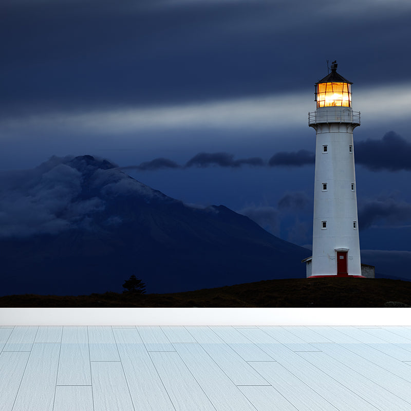 Fabulous Lighthouse Mural Wallpaper for Living Room, Blue, Custom Size Available Blue Design 2 Clearhalo 'Wall Decor' 'Wall Mural' 1689624