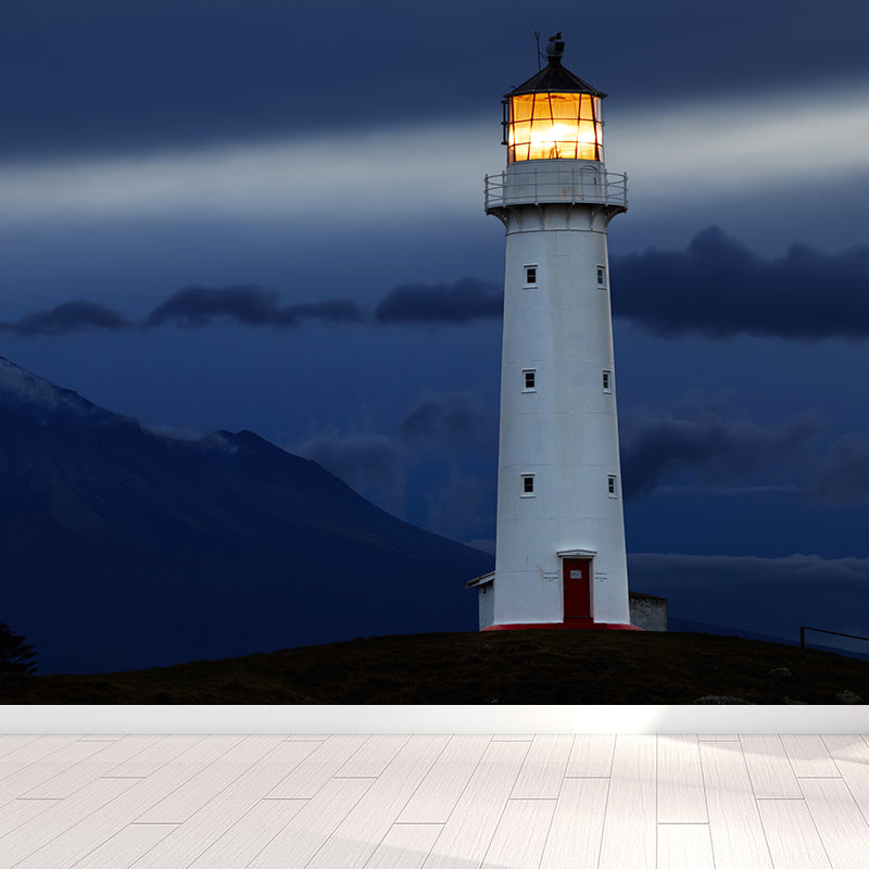 Fabulous Lighthouse Mural Wallpaper for Living Room, Blue, Custom Size Available Clearhalo 'Wall Decor' 'Wall Mural' 1689626