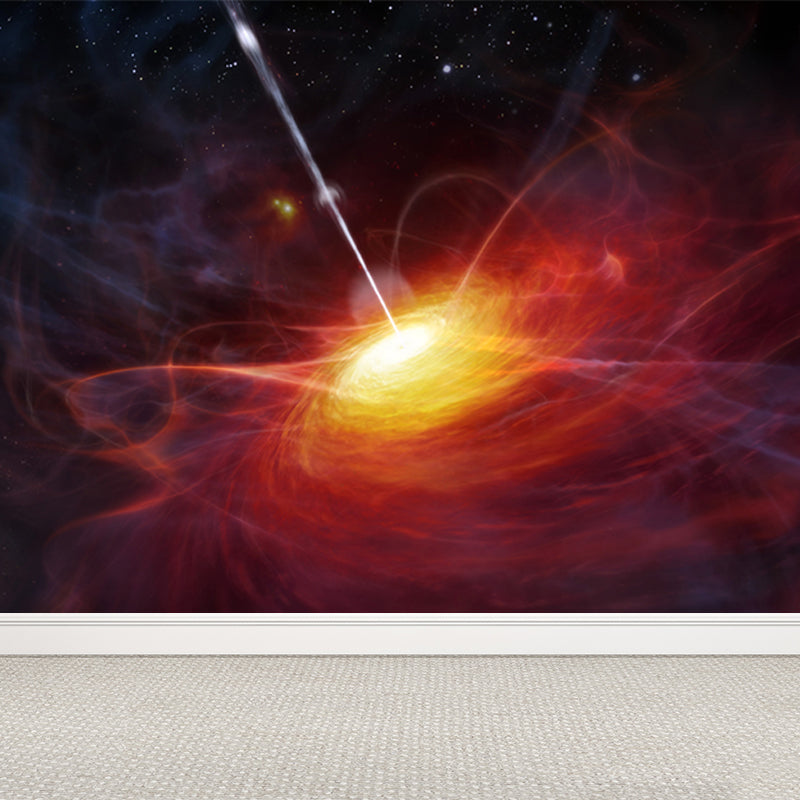 Dark Color Contemporary Wall Mural Huge Black Hole Wall Covering for Living Room Yellow Clearhalo 'Wall Decor' 'Wall Mural' 1689745