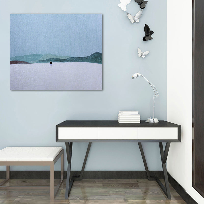 Light Color Hiking Painting Textured Minimalism Style Boys Bedroom Wall Art Print Clearhalo 'Art Gallery' 'Canvas Art' 'Contemporary Art Gallery' 'Contemporary Art' 'Minimalism' 'Minimalist Art Gallery' 'Scandinavian' Arts' 1689943