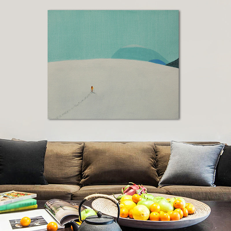 Light Color Hiking Painting Textured Minimalism Style Boys Bedroom Wall Art Print Clearhalo 'Art Gallery' 'Canvas Art' 'Contemporary Art Gallery' 'Contemporary Art' 'Minimalism' 'Minimalist Art Gallery' 'Scandinavian' Arts' 1689947