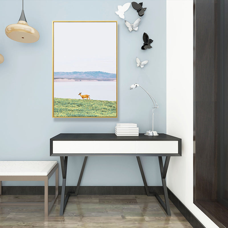 Rustic Deer on Grass Art Print Canvas Decorative Green Wall Decor for Great Room Clearhalo 'Art Gallery' 'Canvas Art' 'Country Art Gallery' 'French Country' 'Rustic' Arts' 1690130