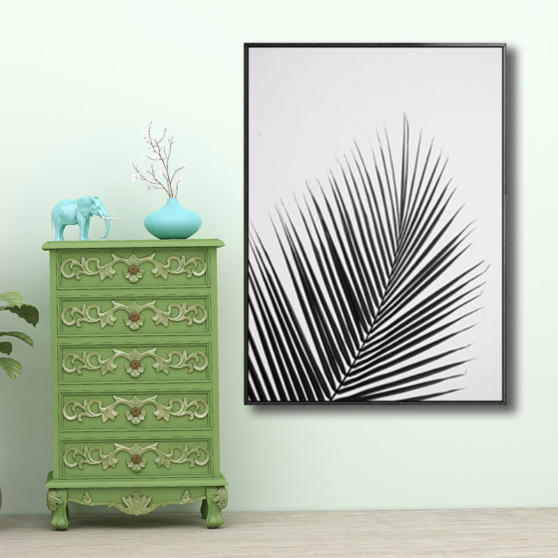 Palm Leave Wrapped Canvas for Living Room Plant Wall Art Print Black for Home Decor Black Design 1 Clearhalo 'Art Gallery' 'Canvas Art' 'Contemporary Art Gallery' 'Modern' Arts' 1690844