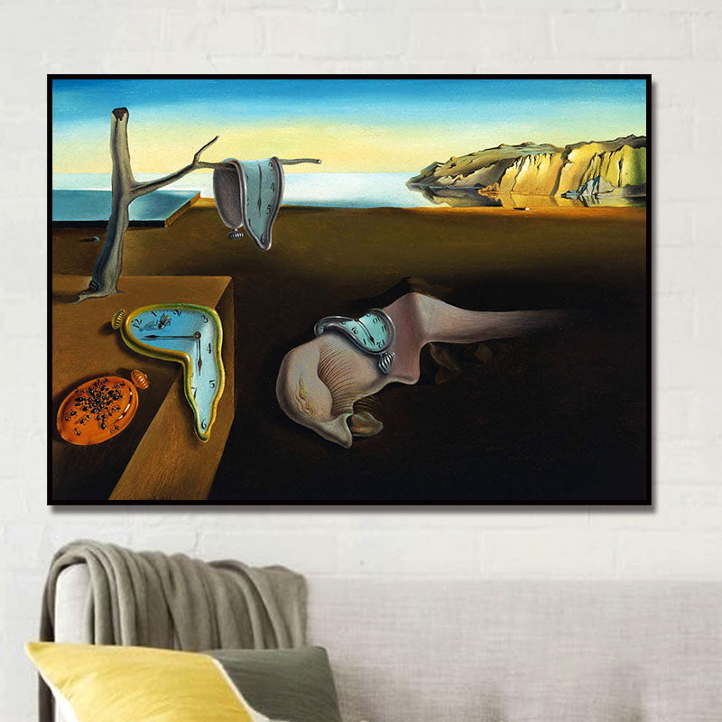 Surreal Salvador Dali Wall Art Brown the Persistence of Memory Painting for Home Brown Clearhalo 'Art Gallery' 'Canvas Art' 'Traditional' Arts' 1691378