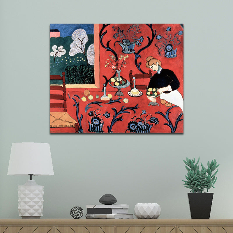 Harmony in Red Canvas Art Textured Surface Fauvism House Interior Wall Decoration Red Clearhalo 'Art Gallery' 'Canvas Art' 'Traditional' Arts' 1691392