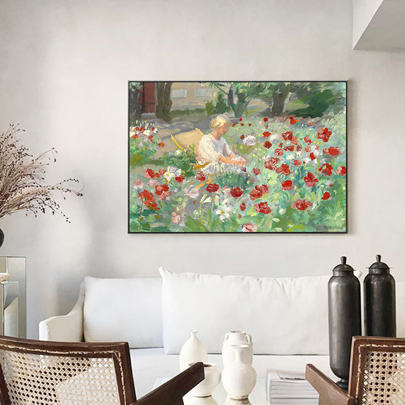 Country Style Painting Green Garden Maiden Wall Art Decor, Multiple Sizes Options Clearhalo 'Art Gallery' 'Canvas Art' 'Country Art Gallery' 'French Country' 'Rustic' Arts' 1691859