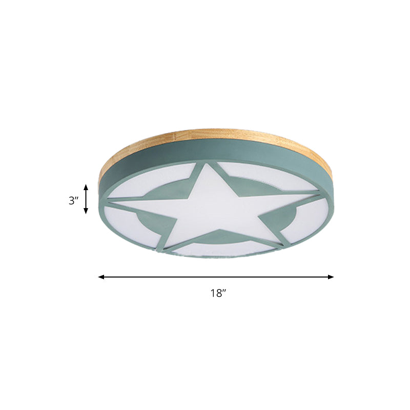 Wood LED Ceiling Light, Star Flush Mount Light with Acrylic Shade for Boys Bedroom Modern Style Clearhalo 'Ceiling Lights' 'Close To Ceiling Lights' 'Close to ceiling' 'Flush mount' Lighting' 169208