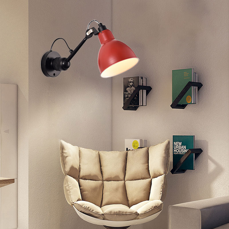 Modern Style 1 Head Wall Mounted Lamp with Metal Shade Black/White Domed Sconce Lighting for Living Room Red Clearhalo 'Cast Iron' 'Glass' 'Industrial' 'Modern wall lights' 'Modern' 'Tiffany' 'Traditional wall lights' 'Wall Lamps & Sconces' 'Wall Lights' Lighting' 169225
