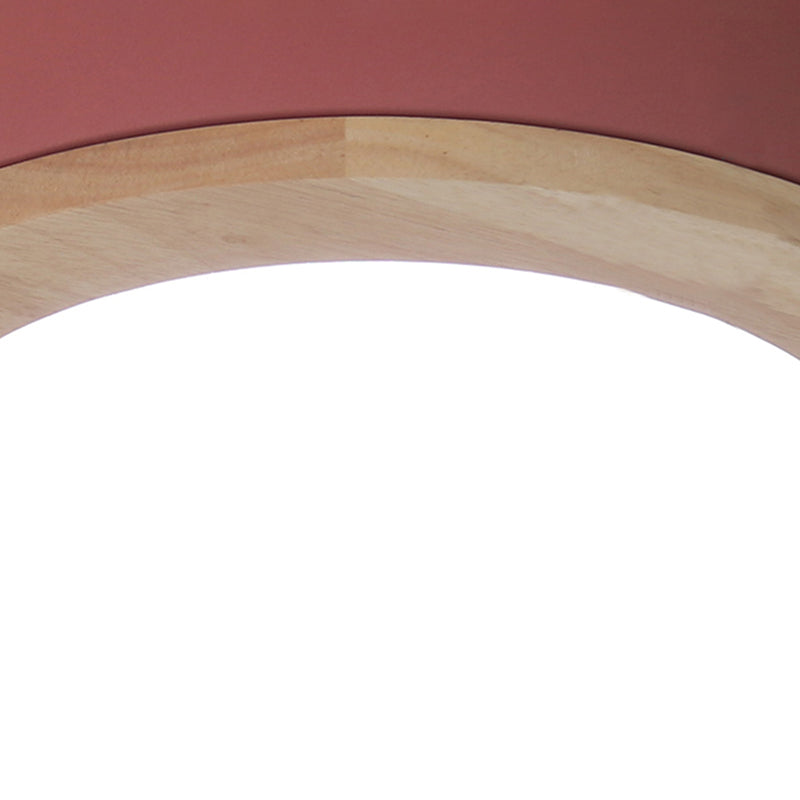 Drum Ceiling Light, Kids Flush Mount Light Fixture with Wood and Acrylic Shade for Bedroom Clearhalo 'Ceiling Lights' 'Close To Ceiling Lights' 'Close to ceiling' 'Flush mount' Lighting' 169254