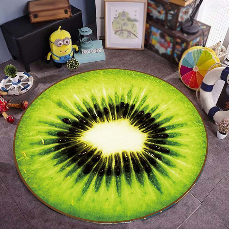 Kids Child's Room Rug in Green Food & Beverage Watermelon Kiwi Fruit Candy Print Rug Polyester Non-Slip Area Rug Green Clearhalo 'Area Rug' 'Rug' 1692703