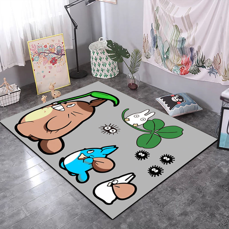 Casual Kids Rug in Black and Grey Animal Tiger Deer Pattern Rug Polyester Pet Friendly Carpet for Children's Room Grey Clearhalo 'Area Rug' 'Rug' 1692786