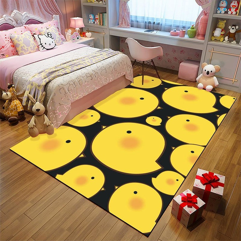 Kids Child's Room Rug in Black and Pink Animal Chicken Unicorn Pig Print Rug Polyester Anti-Slip Area Rug Yellow Clearhalo 'Area Rug' 'Rug' 1693107