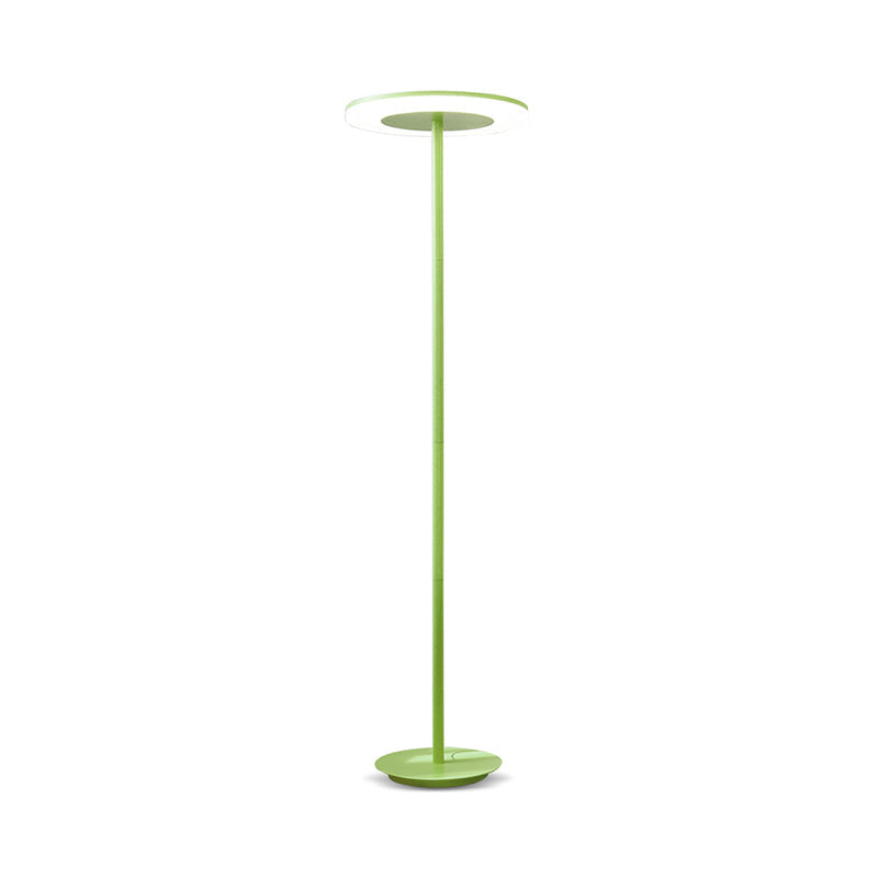 Acrylic Disc Shaped Stand Up Lamp Macaron Style LED Floor Lighting with Slender Tubular Stem in Pink/Yellow, Warm/White Light Clearhalo 'Floor Lamps' 'Lamps' Lighting' 169312