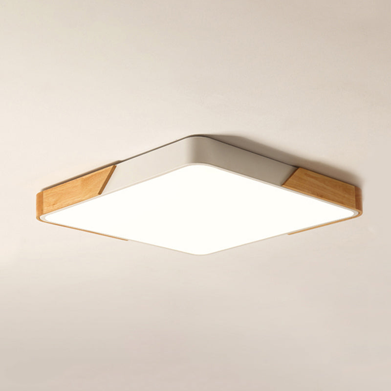 Bedroom Ceiling Light Square, Nordic Green Flush Mount Lighting with Wood and Acrylic Shade for Children Clearhalo 'Ceiling Lights' 'Close To Ceiling Lights' 'Close to ceiling' 'Flush mount' Lighting' 169327
