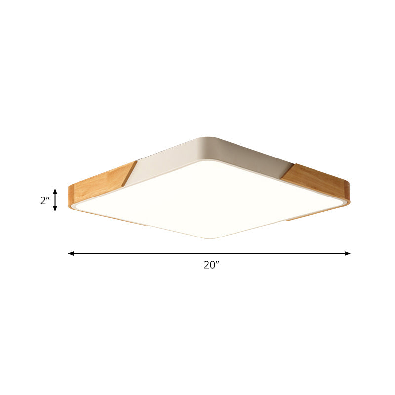Bedroom Ceiling Light Square, Nordic Green Flush Mount Lighting with Wood and Acrylic Shade for Children Clearhalo 'Ceiling Lights' 'Close To Ceiling Lights' 'Close to ceiling' 'Flush mount' Lighting' 169329