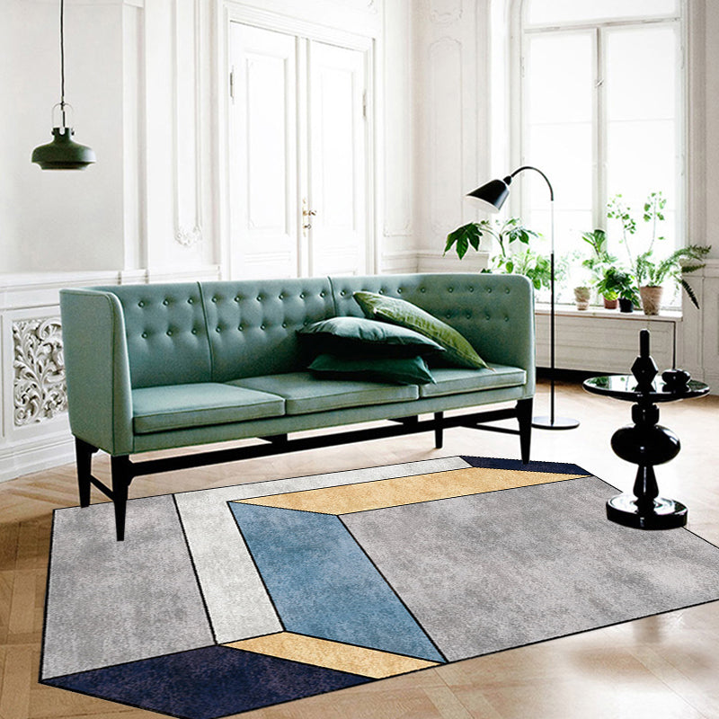 Novelty Living Room Irregular Rug in Grey Color Block Cubic Print Rug Polyester Machine Washable Area Rug Clearhalo 'Area Rug' 'Rug' 1693295