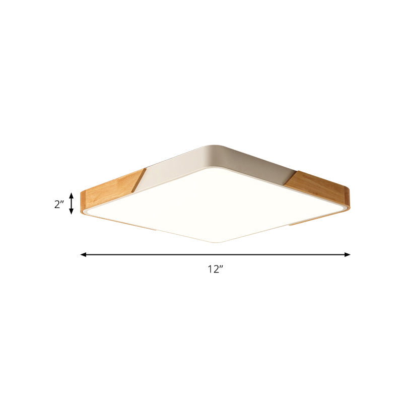 Bedroom Ceiling Light Square, Nordic Green Flush Mount Lighting with Wood and Acrylic Shade for Children Clearhalo 'Ceiling Lights' 'Close To Ceiling Lights' 'Close to ceiling' 'Flush mount' Lighting' 169331