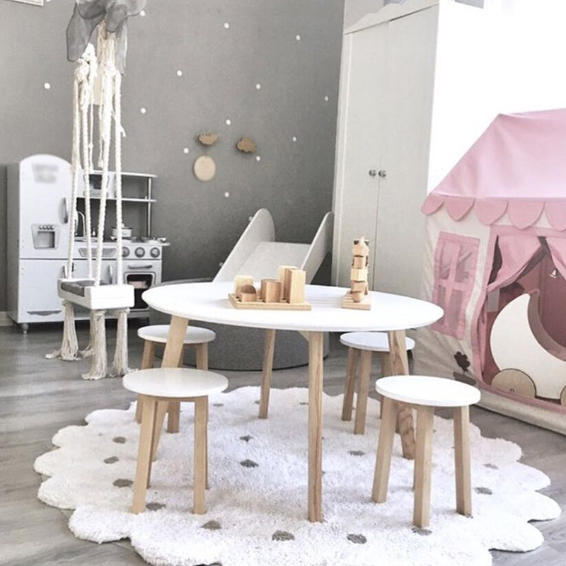White and Brown Irregular Rug Nursery Kids Polka Dots Pattern Area Rug Polyester Stain-Resistant Carpet White 3'11" x 3'11" Clearhalo 'Area Rug' 'Casual' 'Rugs' Rug' 1693590